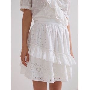 Anthropology Forever That Girl white eyelet ruffle skirt